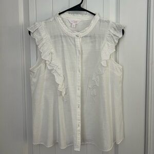 LC Lauren Conrad Ivory Ruffled Blouse